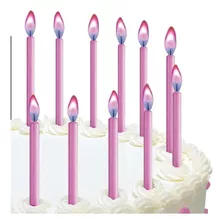 Velas De Cumpleaños Rosas Con Llama Color Rosa