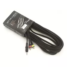 Cable Parquer Rca Macho A Mini Plug Stereo 10 Metros Color Negro