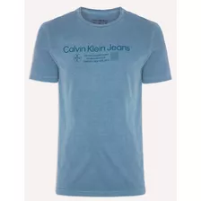 Camiseta Calvin Klein Jeans Logo Qr Code Pigmento Azul Médio