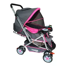 Carriola De Paseo Angelin Baby Is 555-a Rosa Con Chasis Color Plateado