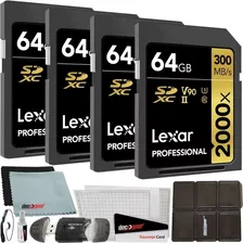 Pacote Lexar De 4 Cartões De Memória Profissional 2000x 64gb