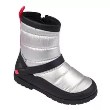 Bota Infantil Feminina Pampili Rubi Comfy Prata Com Preta