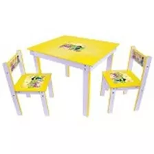 Conjunto De Mesa + 2 Cadeiras Infantis Kids Amarelo