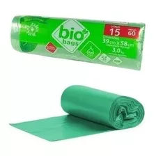 120 Sacos Lixo 15 Litros Rolo Picotado Biodegradável Verde 