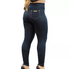 Kit 2 Calça Legue Jeans Cintura Alta Com Bolso Moda Feminina