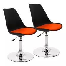 Par De Sillas Tulip Eames X2 Negra Con Base Colores