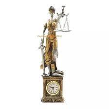 Deusa Da Justiça 35cm Dama Justiça Direito Themis C/ Relógio