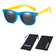 Óculos De Sol Infantil Flexível Polarizado Uv400 Iceman 476 Cor Azul/amarelo