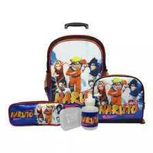 Kit Escolar Mochila Naruto De Rodinhas + Lancheira+ Estojo