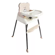 Silla De Comer Bebe 2 En 1 Diseño Oso Color Crema