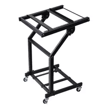 Aw 9u Dj Mixer Stand Ajustable Rack Mount Rolling Stage Cart