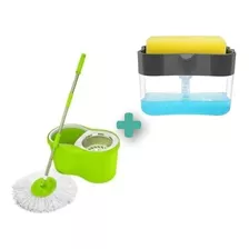 Combo Cubeta Spin Mop+dispensador Jabon Trastes