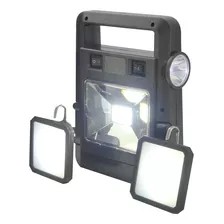 Kit Solar Portatil, 1 Led Cob + Linterna+2 Focos Led, Usb