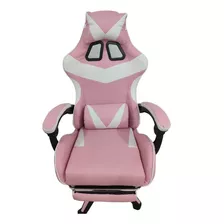 Silla Gamer Con Apoya Pies Color Rosado