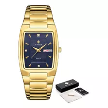 Relógio Wwoor Masculino Luxo Quartzo Dourado
