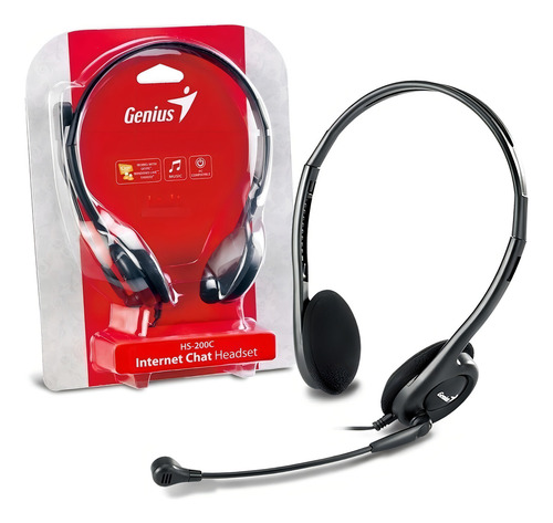 Auriculares Gamer Genius  Hs-200c Negro
