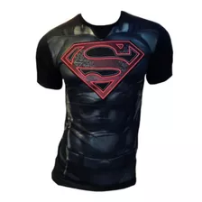 Playera Superman Logo Hd Premium Negro/rojo Toon 