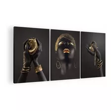 Cuadro Decorativo Mural Triptico Black Beauty 90x42 Mdf