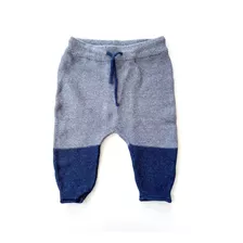 Pantalon Tejido De Punto Hym Bebe Gris Azul Talle 4-6 Meses