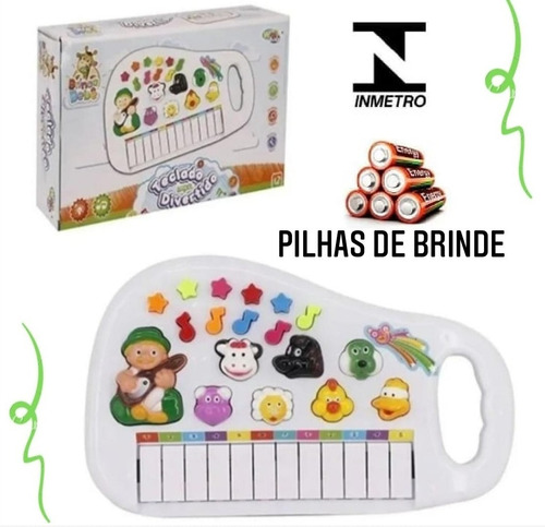 Piano Infantil Teclado Com Sons De Bicho Animal + Pilhas