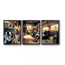 Kit 3 Quadro A4 Popcorn Garage 66 Filmes Classicos Poster