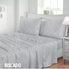 Jogo Cama Riscado Solteiro Toque Seda Maciez 300 Fios 2pçs