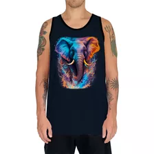 Camiseta Regata Estampada Elefante Fogo Ilustração Moda 1