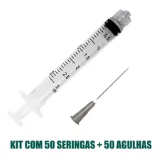 Kit Seringa 3ml Luer Lock Com 50 + Agulha 25x7 Com 50 - Sr Capacidade Em Volume 3 Ml