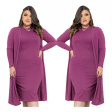 Conjunto Evangélico Feminino Vestido+cardigan Lãnzinha Prom