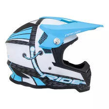 Casco Para Moto Cross Certificado Ride Rage Bla/azul