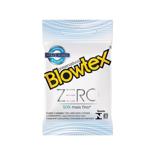 Preservativo Lubrificado Zero Blowtex Pacote 3 Unidades
