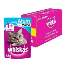 Caixa 20un Ração Úmida Whiskas Sachê Gatos Adultos Atum 85g