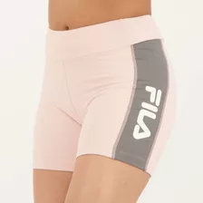 Bermuda Fila Letter Fit Feminina Rosa E Cinza