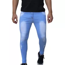 Calça Jeans Skinny Masculina Justa Rasgada Estica Muito N.f