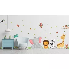 Vinilo Infantil Animales De La Selva Plancha 1mt X 60cm