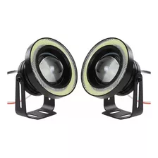 Kit Par Faros Auxiliar Lupa Proyector Super Led Ojo Angel