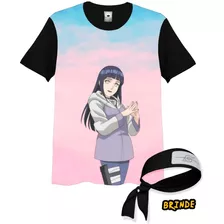 Camisa Camiseta Full 3d + Bandana Naruto Hinata Anime Menina