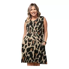 Roupas Femininas Gordinha Plus Size Vestido Viscolycra Onça