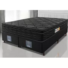 Cama Box Queen Colchão Ortopédico Black + Box 158x198x67 One Face Espuma D33 Preto