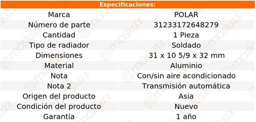 Radiador Agua Soldado Jeep Comanche L6 4.0l Aut 91/92 Polar Foto 2