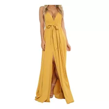 Maxi Vestido Fashion Nova Riverflow Mostaza Talla L Oversize