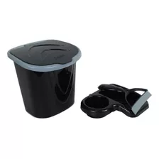 Kit Porta Detergente Rodinho De Pia E Lixeira Keita Cozinha Cor Preto