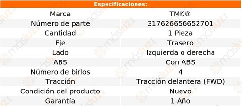 1- Maza Trasera Izq/der Con Abs Epica L6 2.5l 04/06 Tmk Foto 2