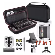 Para Nintendo Switch Oled 17 En 1 Estuche Con Kit Accesorios