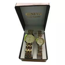 Reloj Para Pareja Geneva Pulsera Duo Set De Regalo, Juego 