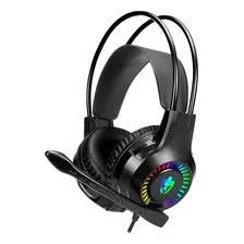 Fone De Ouvido Headset Gamer Com Led 7 Cores Apolo Eg-304 Cor Preto Luz Verde