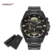 Relógio Prata Masculino Longbo Original De Luxo Esportivo