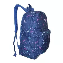 Mochila Florida Feminina Rabisk Costas Preta Cores Floral Cor Azul