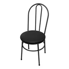 Cadeira De Jantar Cozinha Milla Em Aço E Courino Cor Da Estrutura Da Cadeira Preto Cor Do Assento Preto Desenho Do Tecido Liso