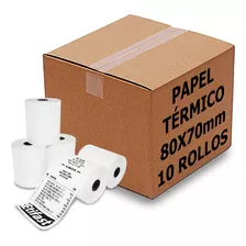 10 Rollos Papel Rollo Térmico 80x70 Mm Tickets Recibo C/ Iva